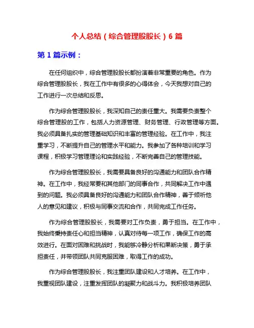 个人总结(综合管理股股长)6篇