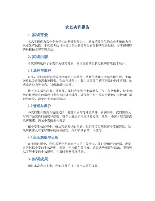 农艺实训报告