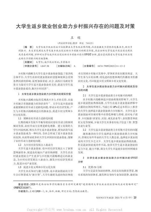 大学生返乡就业创业助力乡村振兴存在的问题及对策