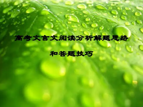 高考文言文阅读分析解题思路和答题幻灯片PPT