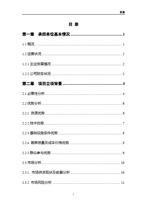 蔬菜基地建设项目可行性研究报告