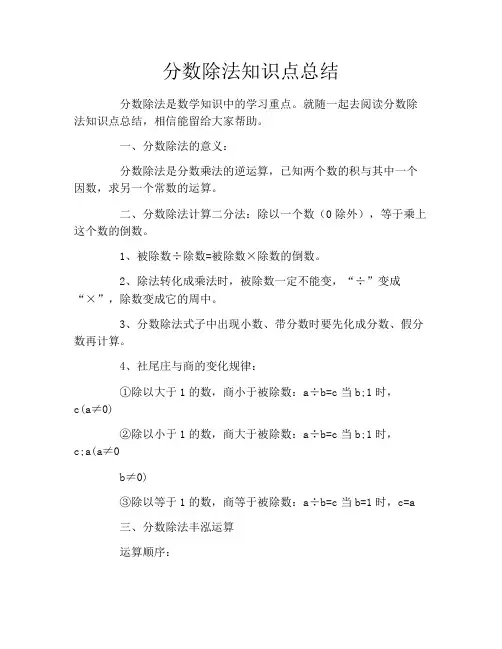 分数除法知识点总结