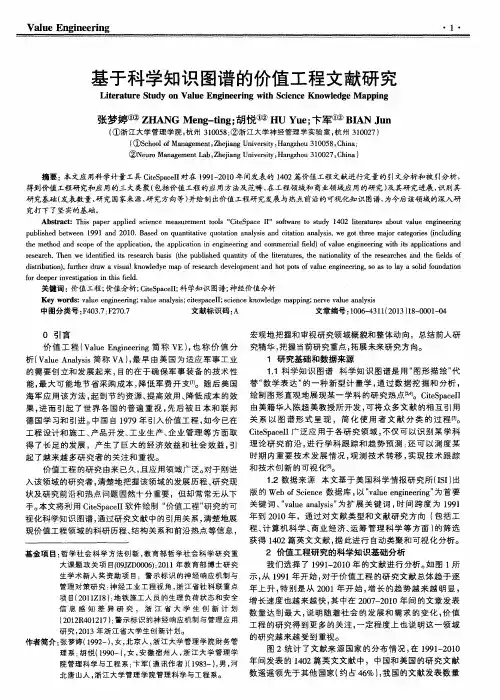 基于科学知识图谱的价值工程文献研究