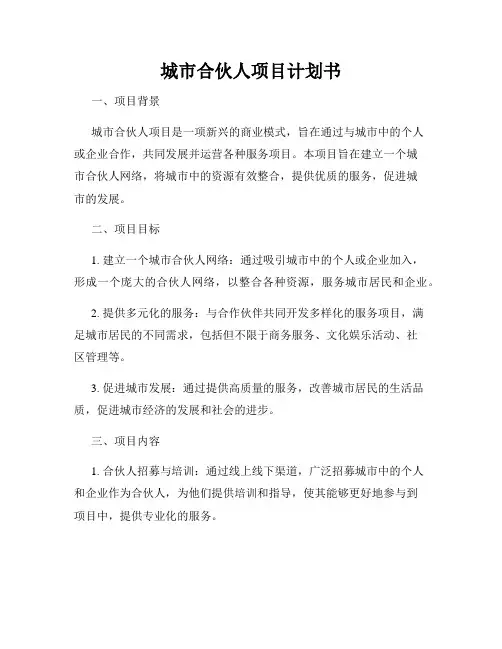 城市合伙人项目计划书