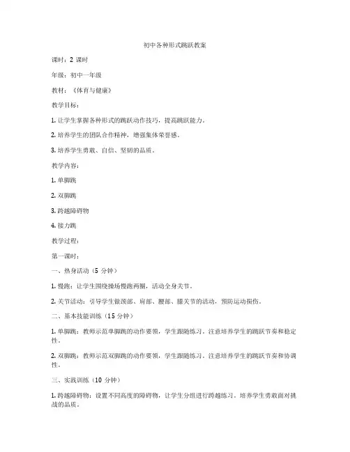 初中各种形式跳跃教案