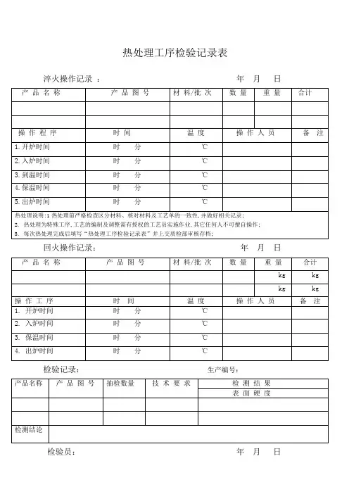热处理检验记录表