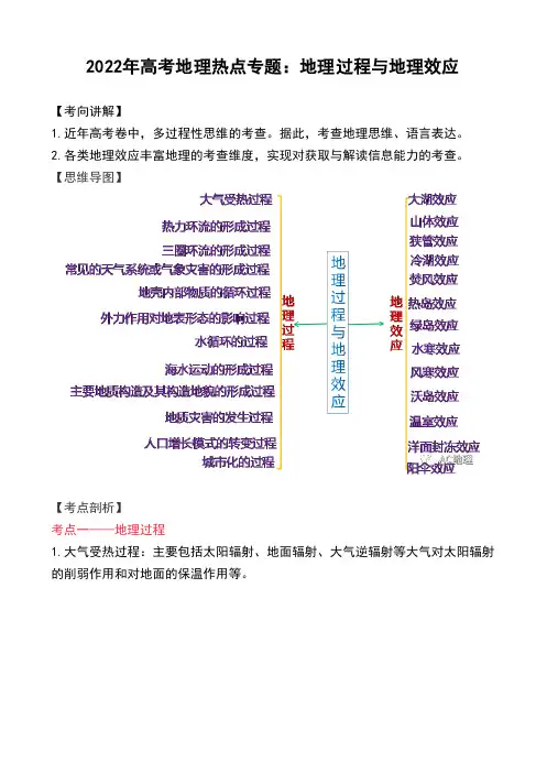 2022年高考地理热点专题：地理过程与地理效应