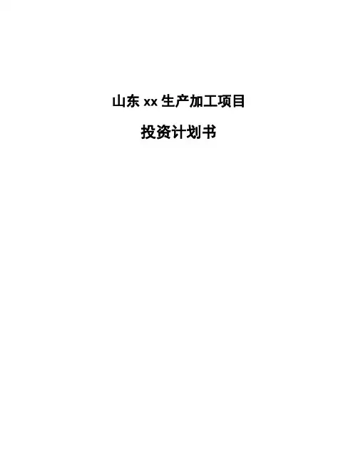 山东xx生产加工项目投资计划书