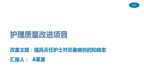 医院护理品管圈成果汇报提高护士病情掌握的知晓率完整版本PPT易修改