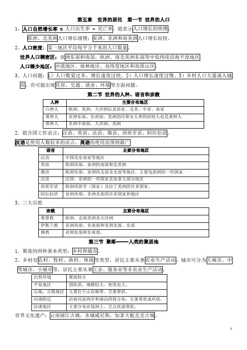 七年级上册地理知识点总汇第5章