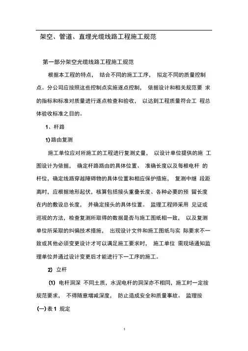 通信光缆线路施工规范