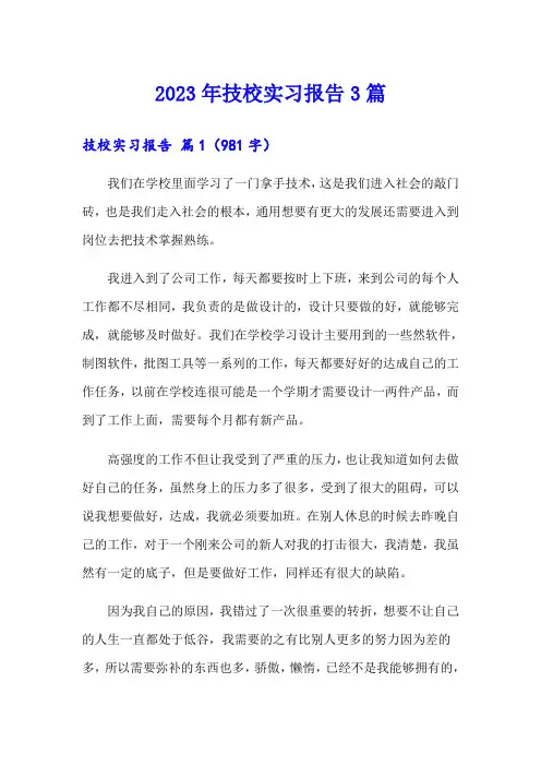 2023年技校实习报告3篇