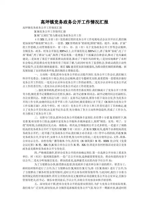高坪镇党务政务公开工作情况汇报