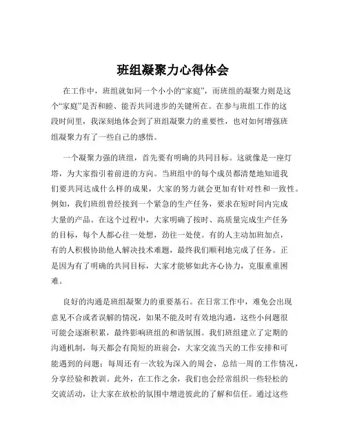 班组凝聚力心得体会