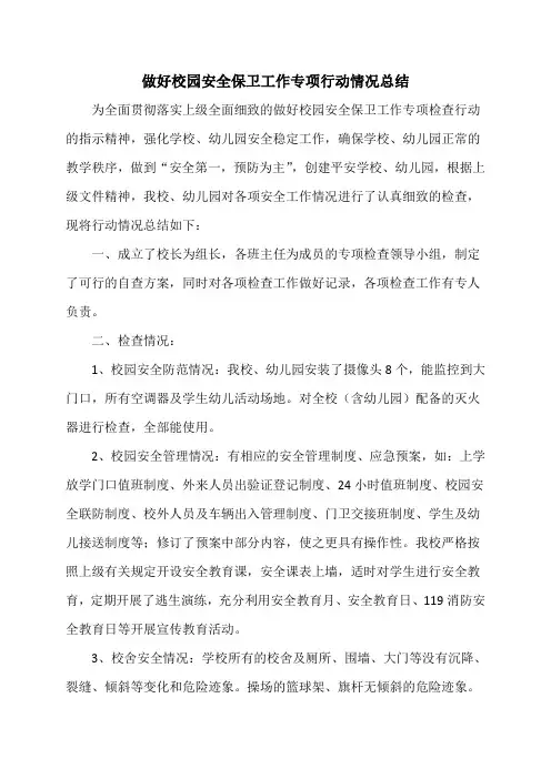 做好校园安全保卫工作专项行动情况总结