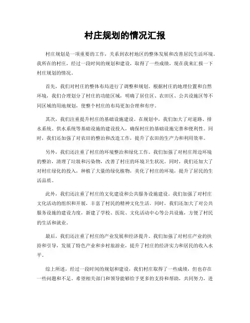 村庄规划的情况汇报