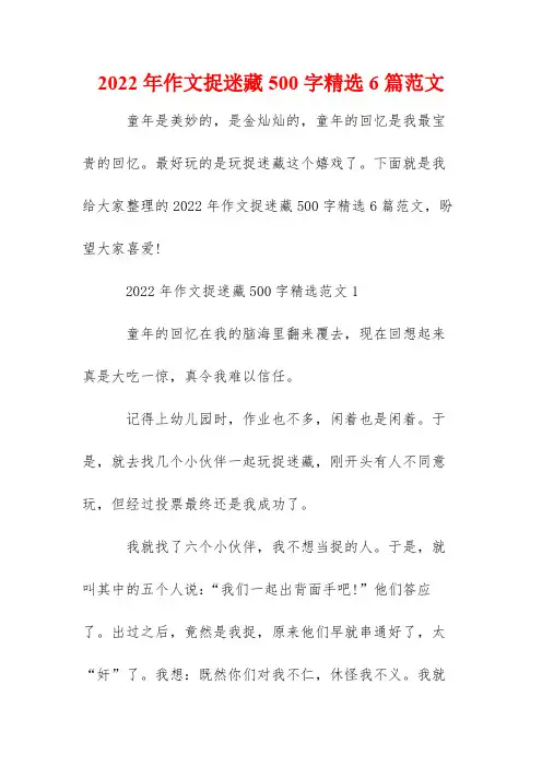 2022年作文捉迷藏500字精选6篇范文