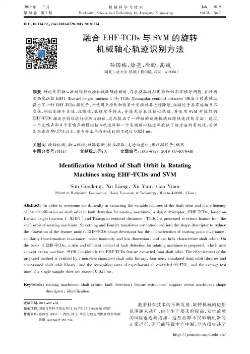 融合EHF-TCDs与SVM的旋转机械轴心轨迹识别方法