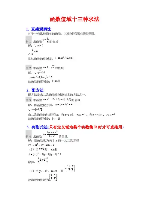 函数值域的13种求法