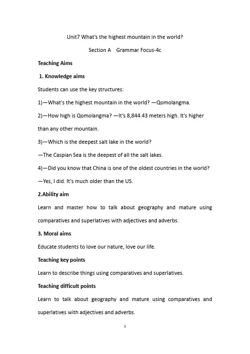 Unit7 Grammar Focus-4c教案