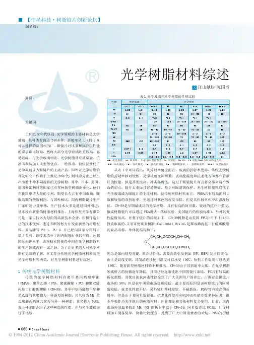 光学树脂材料综述
