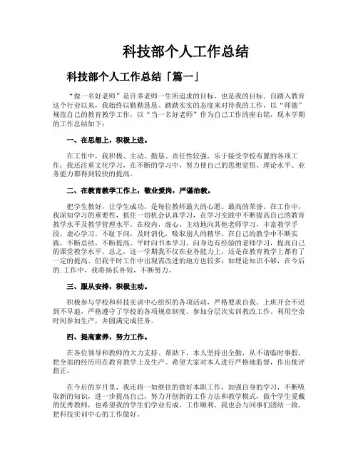 科技部个人工作总结