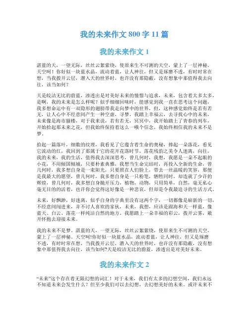 我的未来作文800字11篇