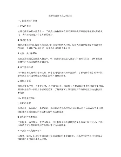 摄影综合知识点总结大全