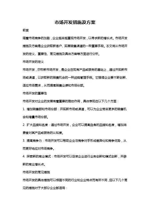 市场开发措施及方案