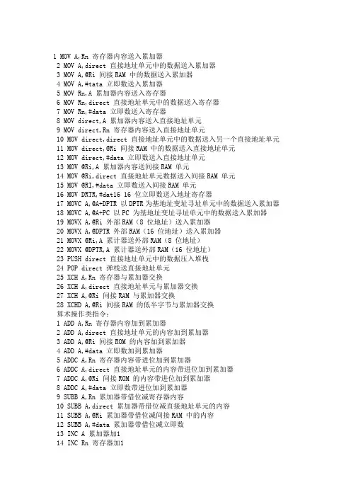 51单片机指令大全