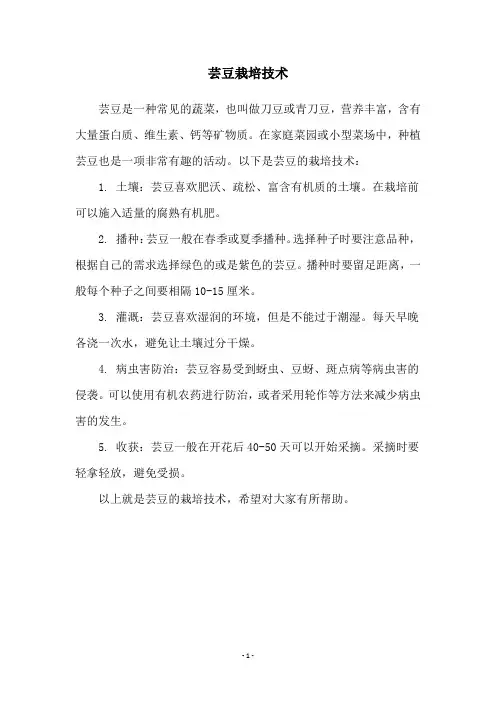 芸豆栽培技术