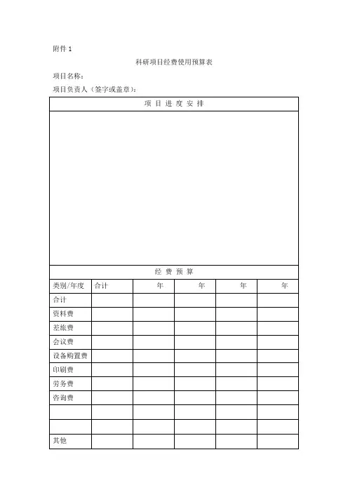科研项目经费使用预算表