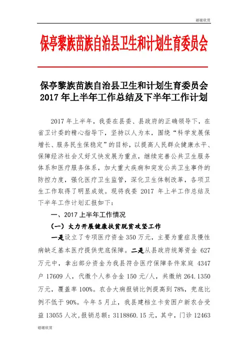 2017年上半年工作总结及下半年工作计划.doc