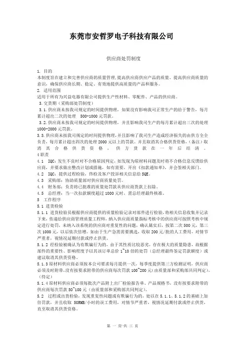 供应商处罚制度