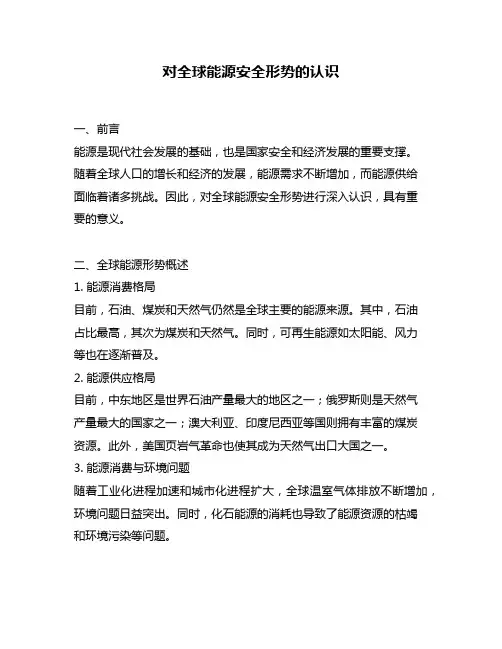 对全球能源安全形势的认识