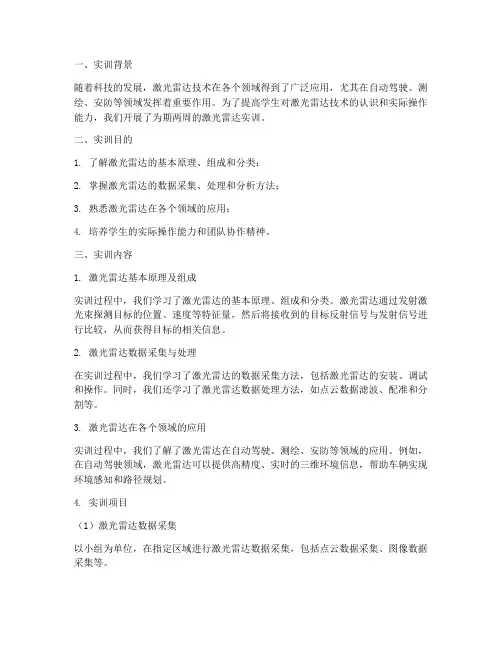 激光雷达实训报告