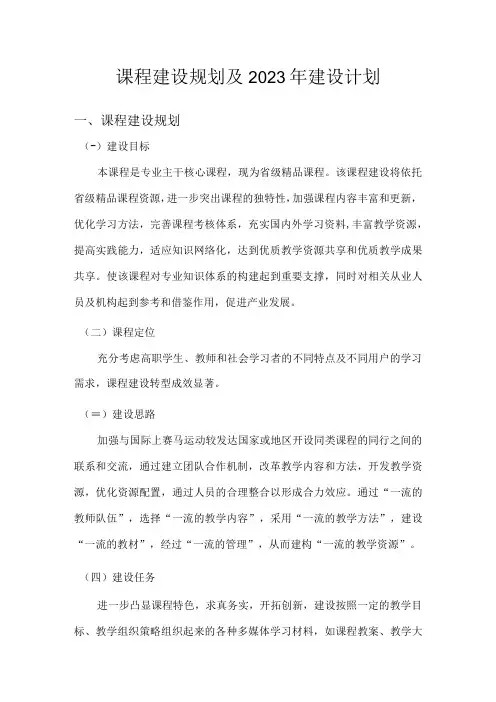 课程建设规划