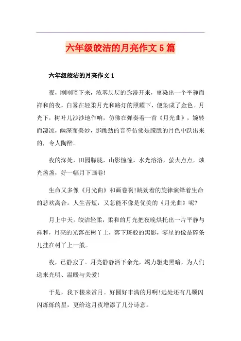 六年级皎洁的月亮作文5篇