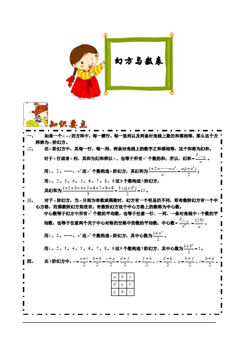 四年级计算幻方与数表教师版