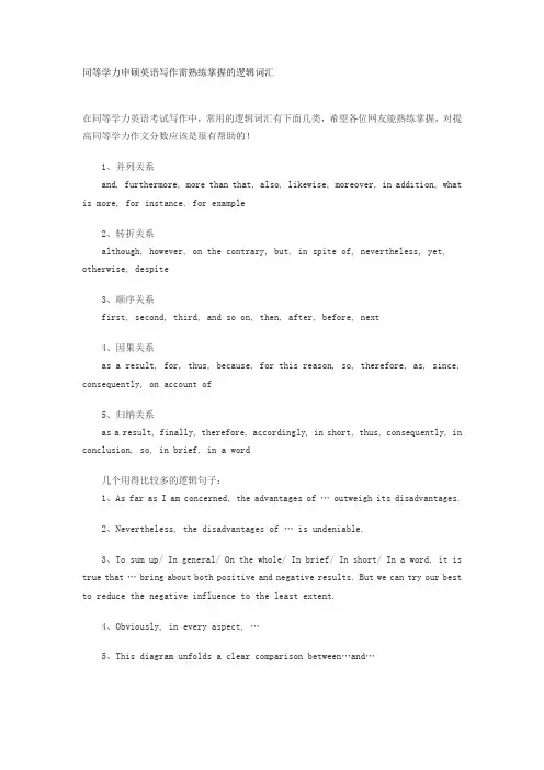 同等学力申硕英语写作需熟练掌握的逻辑词汇