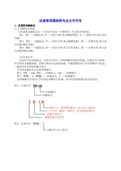 仪表术语与图形符号