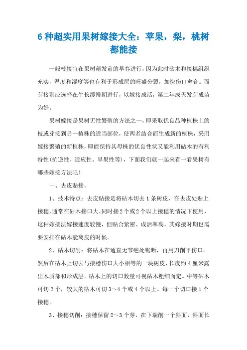 6种超实用果树嫁接大全：苹果,梨,桃树都能接