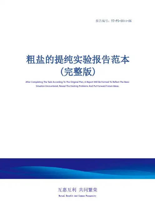 粗盐的提纯实验报告范本(完整版)