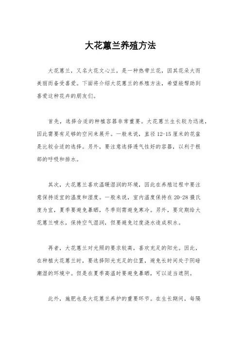 大花蕙兰养殖方法