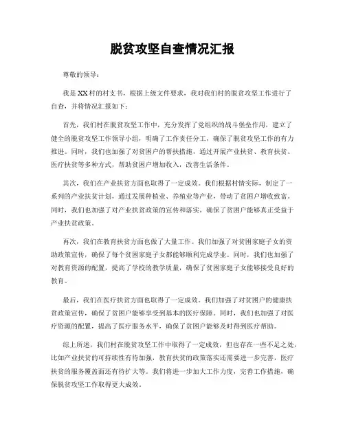 脱贫攻坚自查情况汇报