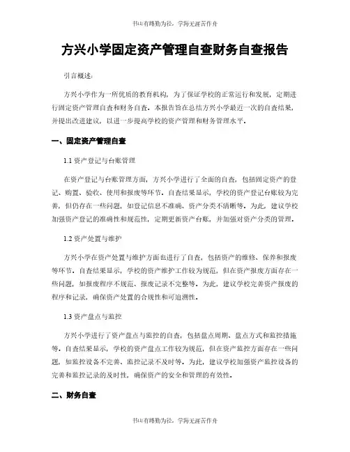 方兴小学固定资产管理自查财务自查报告