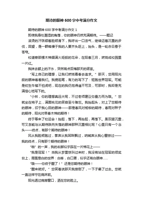 期待的眼神600字中考满分作文