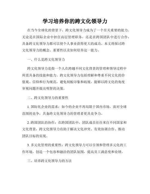 学习培养你的跨文化领导力