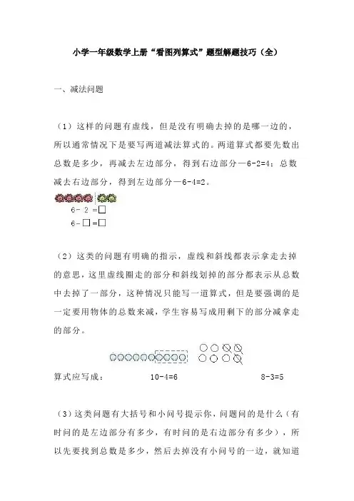 【免费】小学一年级数学上册“看图列算式”题型解题技巧(全)