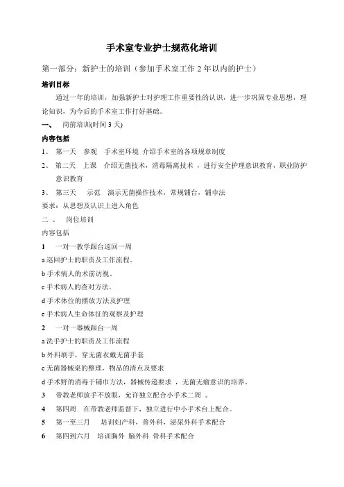 (完整版)手术室专业护士规范化培训计划